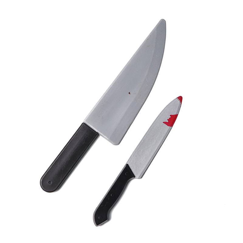 Halloween Simulation Weapon Bloody Sharp Kitchen Knife Performance Spoof Trick Show Ghost Festival Horror Chamber Props Supplies