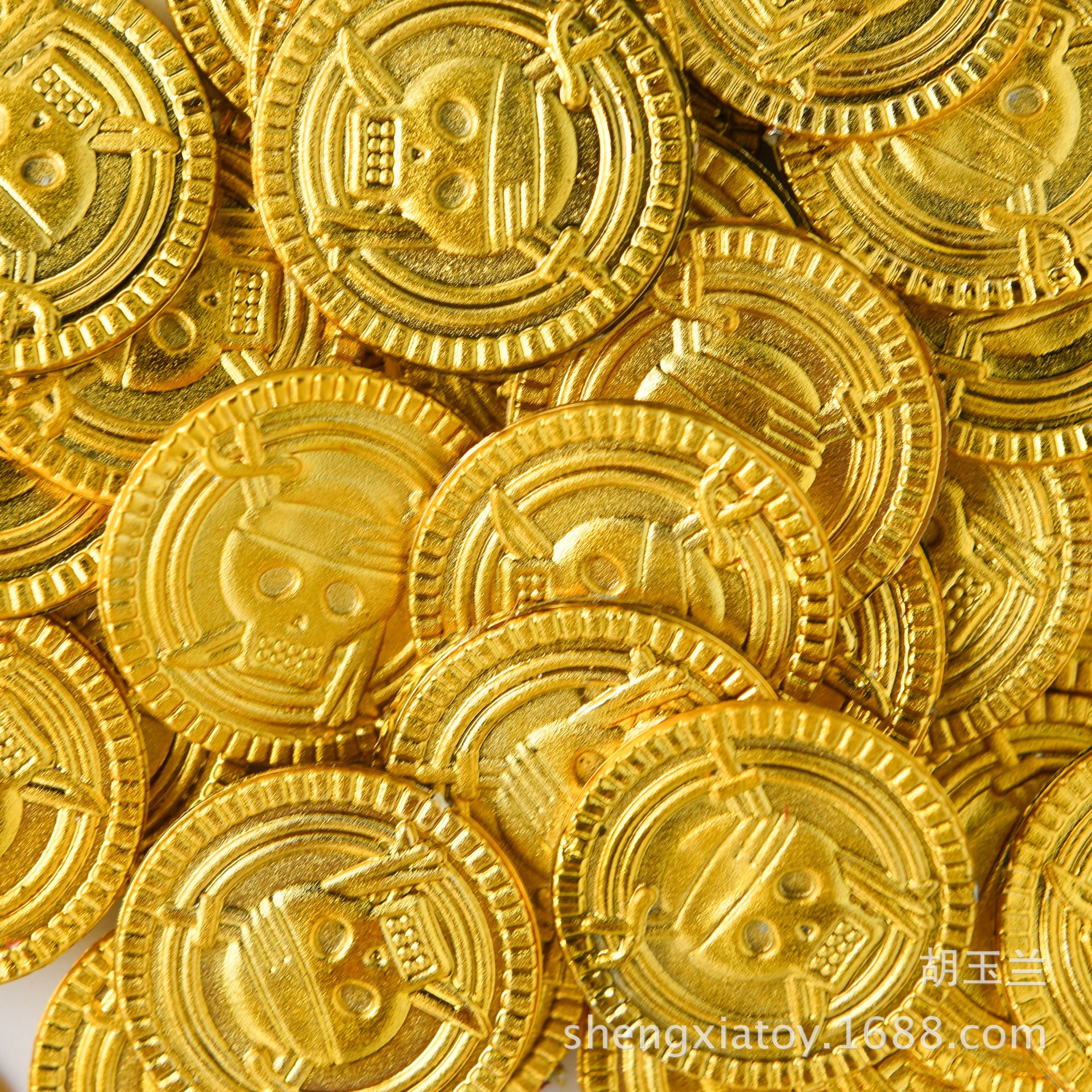 Cross-Border Hot Sale Halloween Party Promotional Clothing Supplies Electroplating Gold Coin Pirate Gold Coin Toy Game Coin