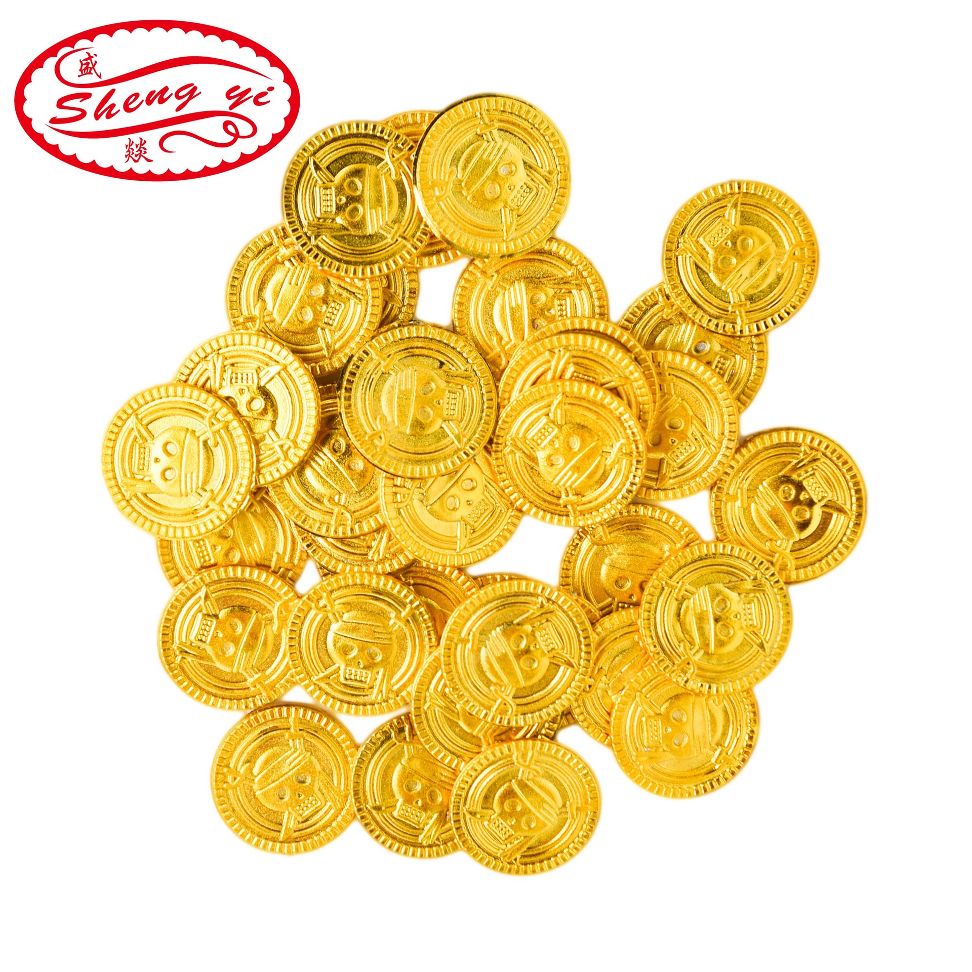 Cross-Border Hot Sale Halloween Party Promotional Clothing Supplies Electroplating Gold Coin Pirate Gold Coin Toy Game Coin