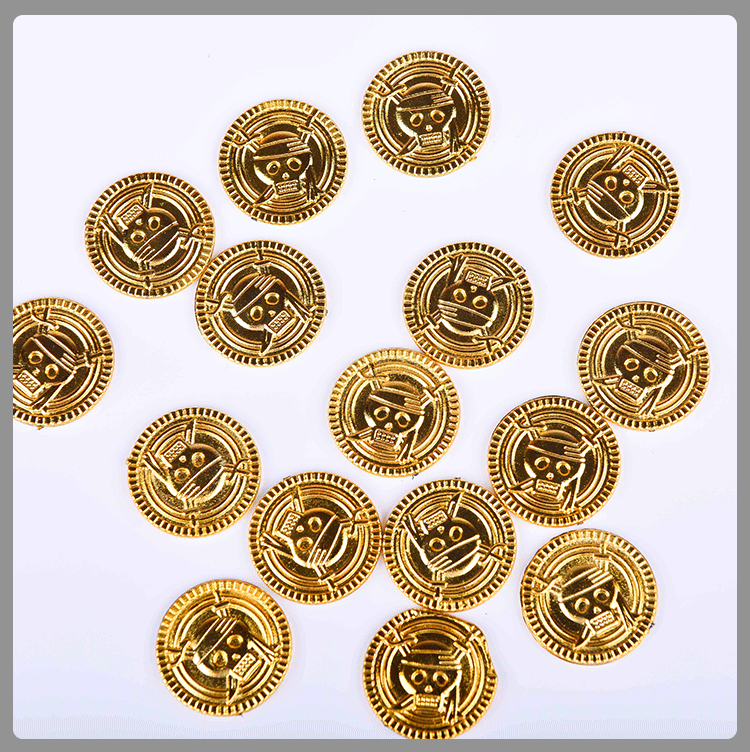 Cross-Border Hot Sale Halloween Party Promotional Clothing Supplies Electroplating Gold Coin Pirate Gold Coin Toy Game Coin