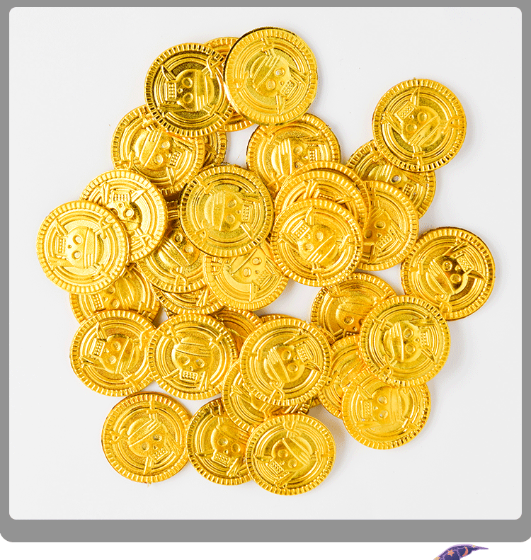 Cross-Border Hot Sale Halloween Party Promotional Clothing Supplies Electroplating Gold Coin Pirate Gold Coin Toy Game Coin