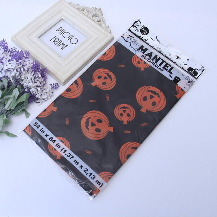 Hot Selling European Style Halloween Ghost Festival Pumpkin Printing PE Tablecloth Tableware Supplies Waterproof and Oil-Proof Foreign Trade