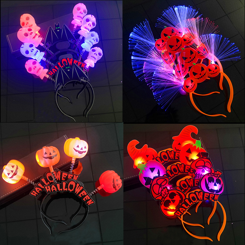 Halloween Pumpkin Ghost Head Buckle Stage Performance Supplies Ghost Festival Party Headdress Luminous Skull Headband Headband Props
