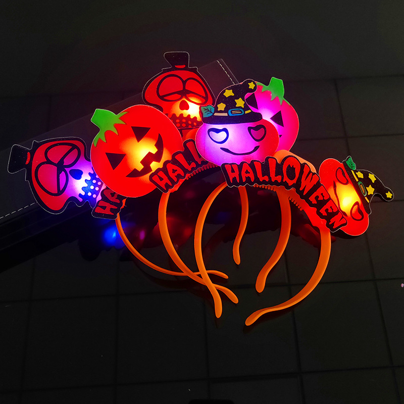 Halloween Pumpkin Ghost Head Buckle Stage Performance Supplies Ghost Festival Party Headdress Luminous Skull Headband Headband Props