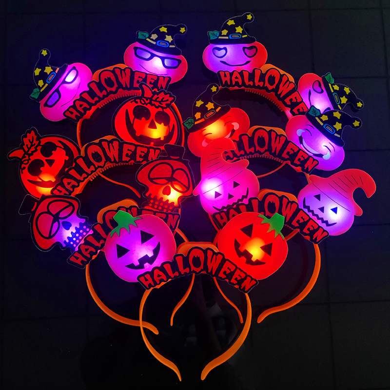 Halloween Pumpkin Ghost Head Buckle Stage Performance Supplies Ghost Festival Party Headdress Luminous Skull Headband Headband Props