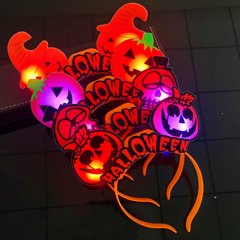 Halloween Pumpkin Ghost Head Buckle Stage Performance Supplies Ghost Festival Party Headdress Luminous Skull Headband Headband Props