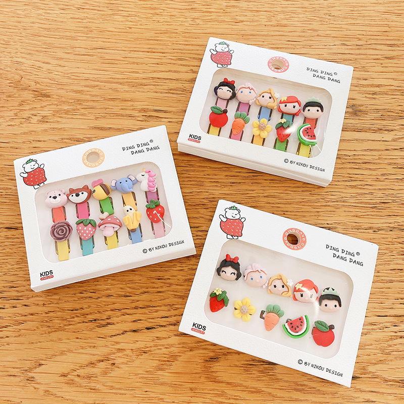 Korean Style Cute Trumpet Boxed Children&#039;s Hair String All-Match Super Cute Little Animal Princess Barrettes Hair Rope Girls&#039; Side Clip