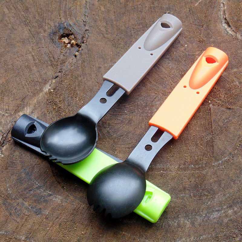Knife Fork and Spoon Integrated Combination Portable Camping Tableware Emergency Whistle Knife Fork and Spoon Firestone