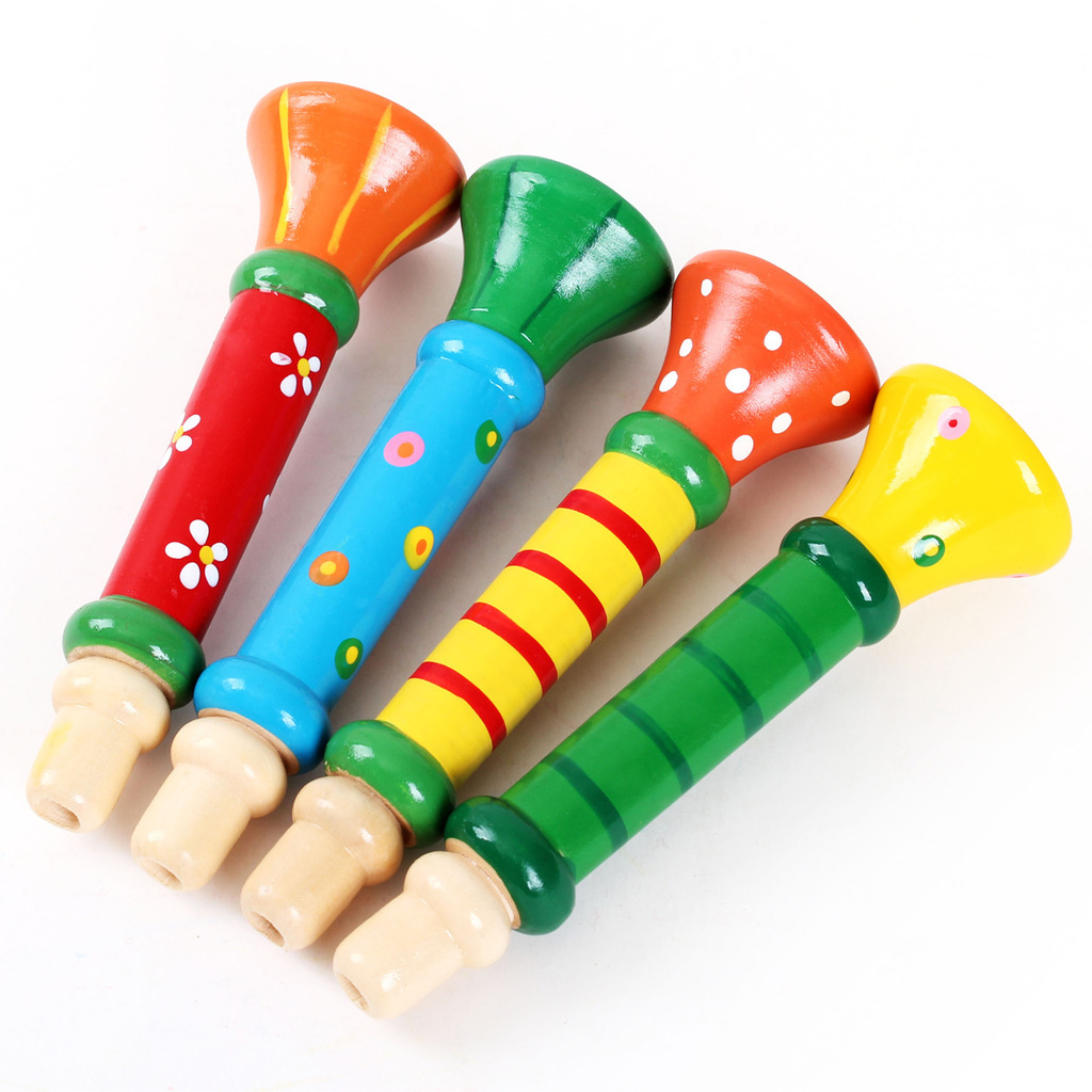 Wooden Small Horn Blowing Children&#039;s Whistle Toys Baby Playing Musical Instruments Early Education Educational Toys Wholesale