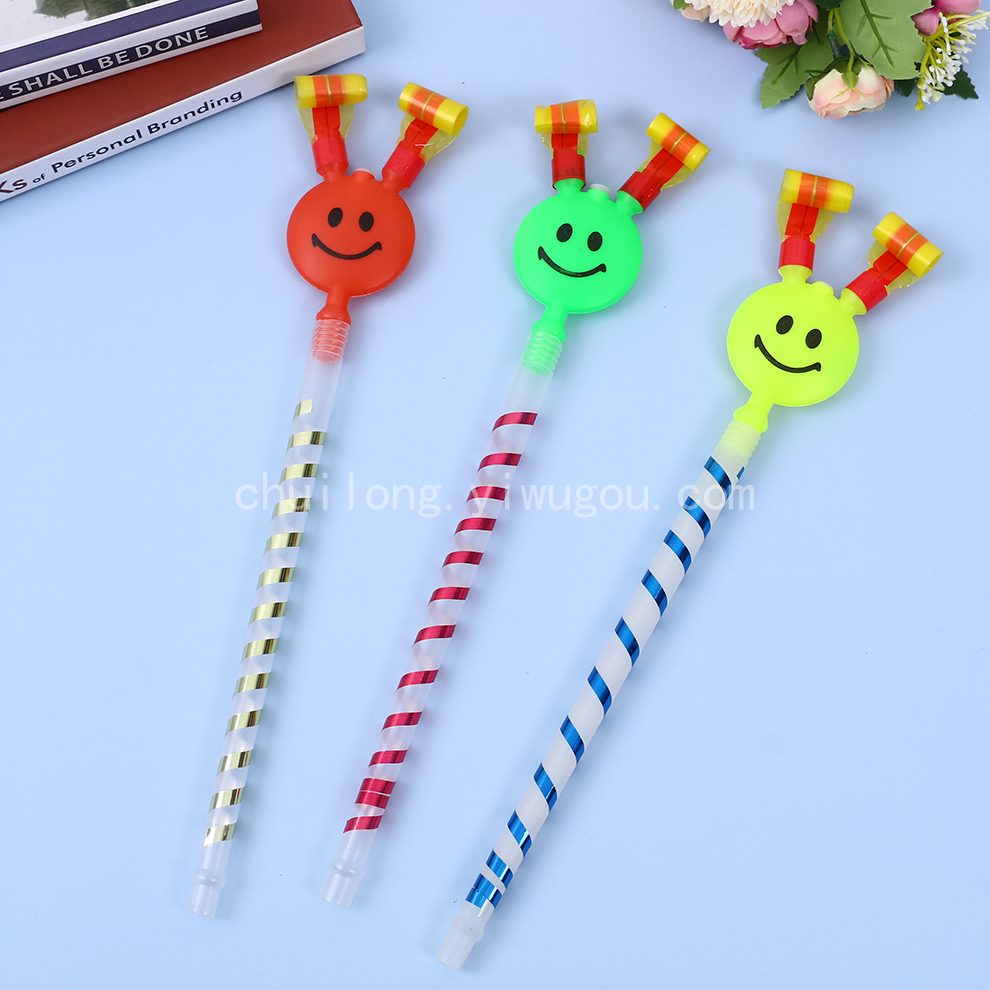 Children&#039;s Big Children&#039;s Smiling Face Blowing Dragon Roll Props Horn Whistle Baby Activity Party Stall Tongue Toy
