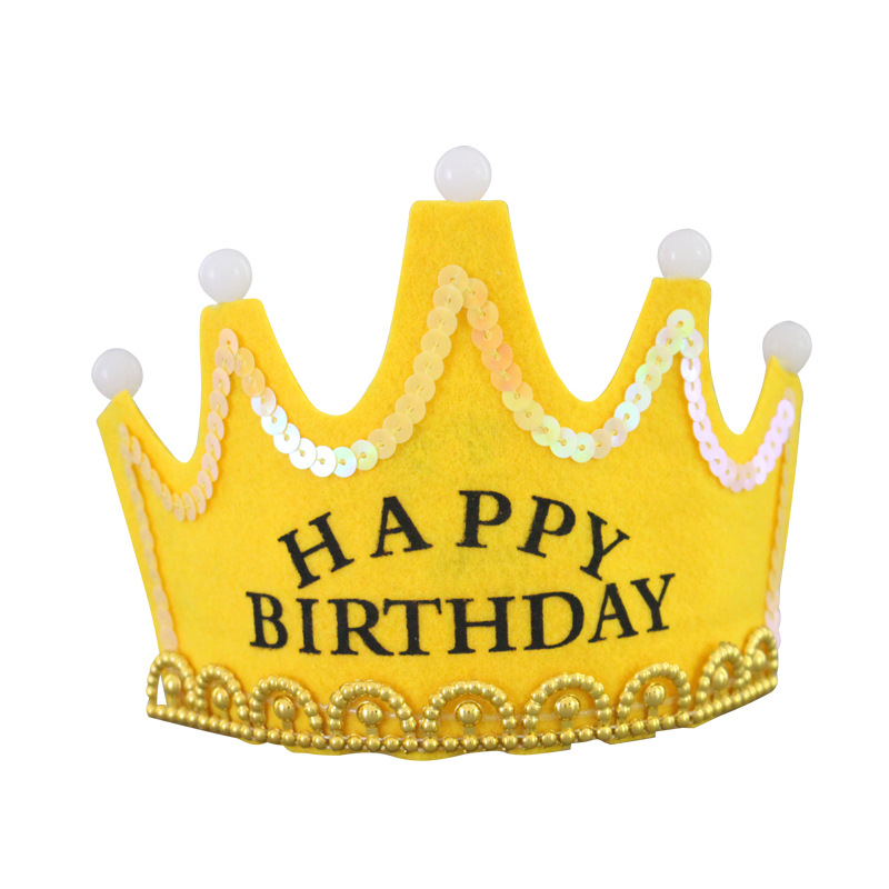 Factory Wholesale Cake Decoration Party Supplies Luminous Birthday Crown Cap Luminous Birthday Hat Headband Decorative Cap