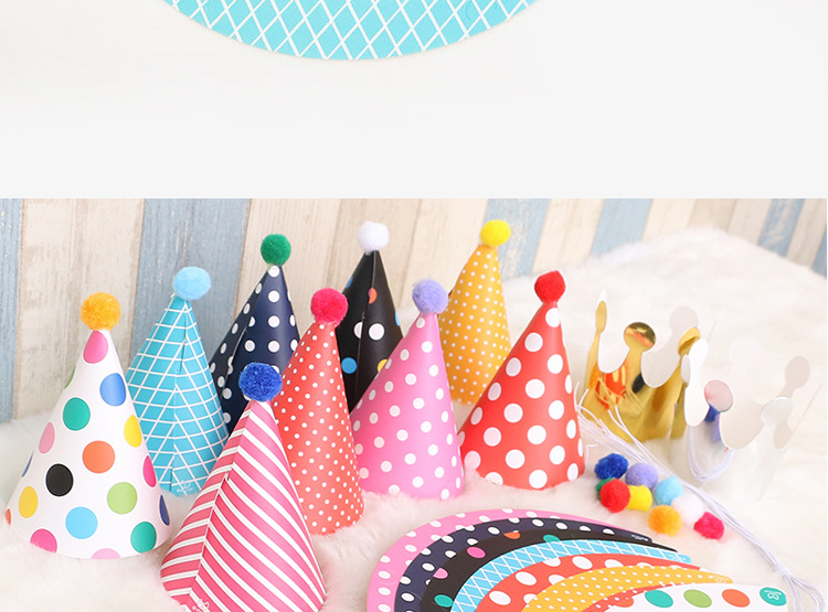 Birthday Party Polka Dot Pompon Party Hat Crown Hat Set Baby Full-Year One Month Old Photo Props Birthday Crown