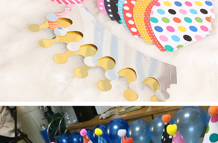 Birthday Party Polka Dot Pompon Party Hat Crown Hat Set Baby Full-Year One Month Old Photo Props Birthday Crown