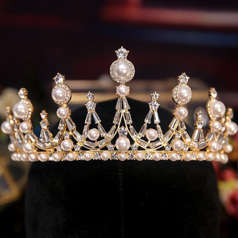 Wedding Crown Headdress Luxury Pearl Wedding Dress Hair Accessories Birthday Online Red Wedding Crown Crown Hairpin