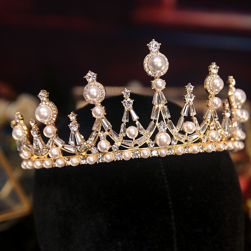 Wedding Crown Headdress Luxury Pearl Wedding Dress Hair Accessories Birthday Online Red Wedding Crown Crown Hairpin