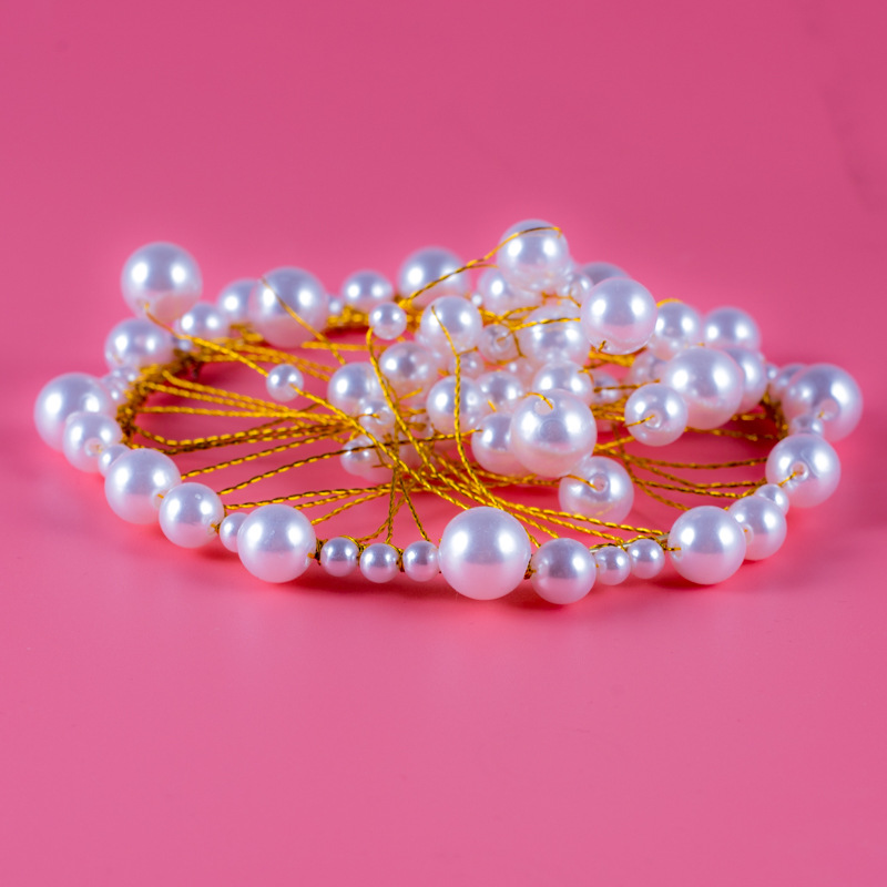 Factory Direct Handmade round Pearl Crown Cake Decoration Red Bright Frosted with Light Optional Birthday Crown