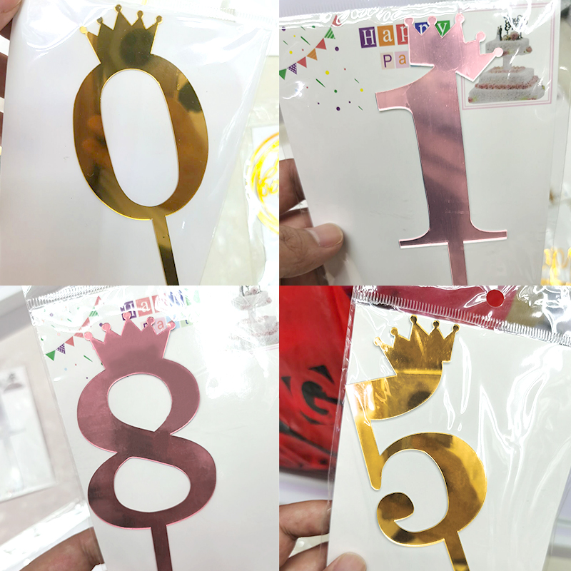 Birthday Full-Year Decorative Gold Silver Rose Gold Crown 0 1 5 8 Number Cake Inserting Card Acrylic Birthday Full-Year Decorative Gold Silver Rose Gold Crown 0 1 5 8 Number Cake Inserting Card Acrylic