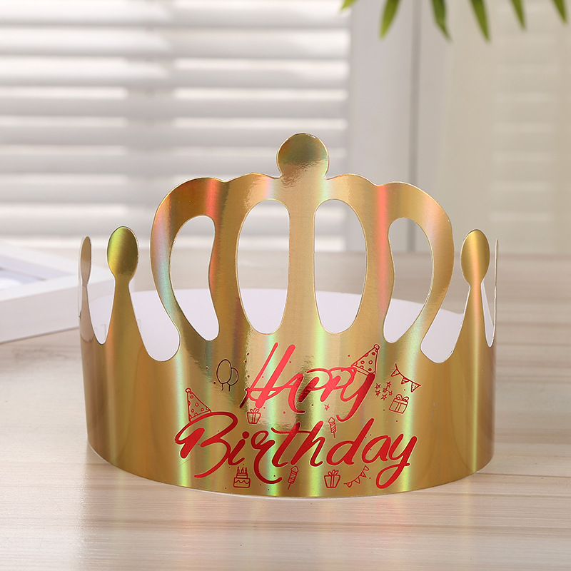 Wholesale Birthday Cake Crown Cap Children's Birthday Cartoon Cap Adult Gold Cardboard Birthday Hat Wholesale Birthday Cake Crown Cap Children's Birthday Cartoon Cap Adult Gold Cardboard Birthday Hat