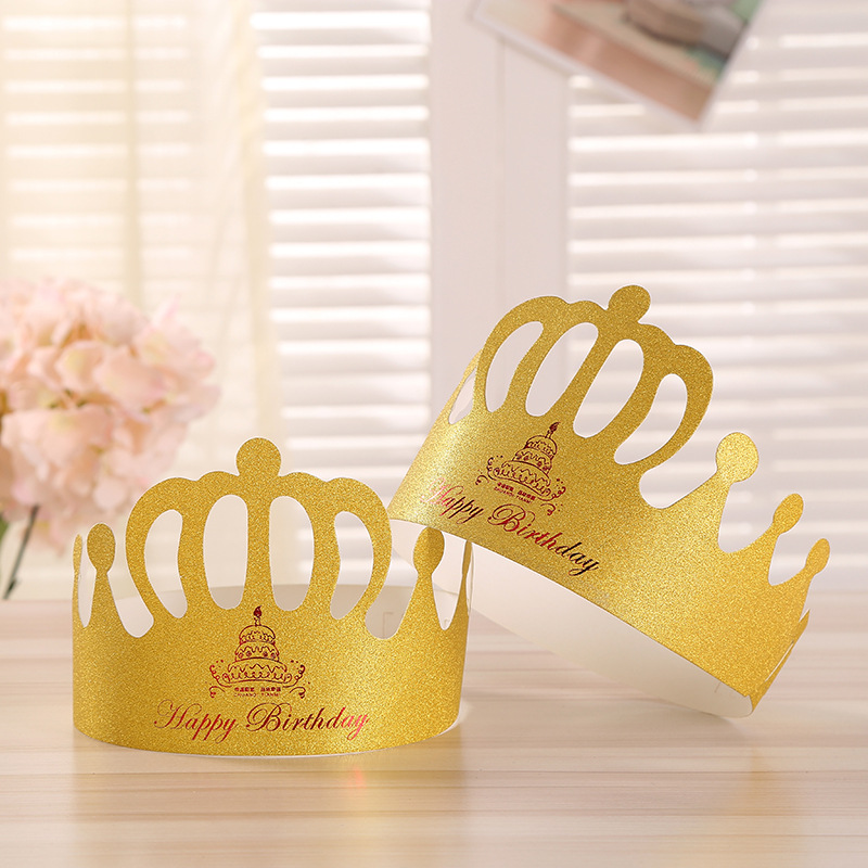 Wholesale Birthday Cake Crown Cap Children's Birthday Cartoon Cap Adult Gold Cardboard Birthday Hat Wholesale Birthday Cake Crown Cap Children's Birthday Cartoon Cap Adult Gold Cardboard Birthday Hat