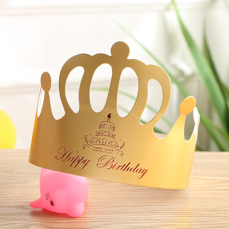 Wholesale Birthday Cake Crown Cap Children's Birthday Cartoon Cap Adult Gold Cardboard Birthday Hat Wholesale Birthday Cake Crown Cap Children's Birthday Cartoon Cap Adult Gold Cardboard Birthday Hat