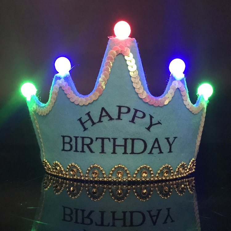 Birthday Party Decoration Led Luminous Crown Hat Baby Full-Year Hundred Days Layout Birthday Hat Children &#039;S Party Supplies
