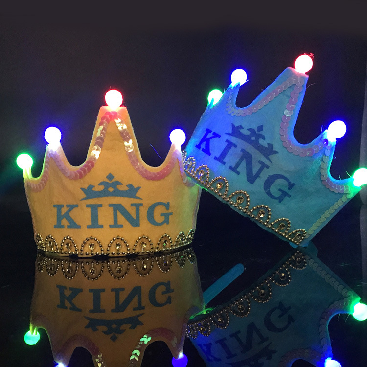 Birthday Party Decoration Led Luminous Crown Hat Baby Full-Year Hundred Days Layout Birthday Hat Children &#039;S Party Supplies