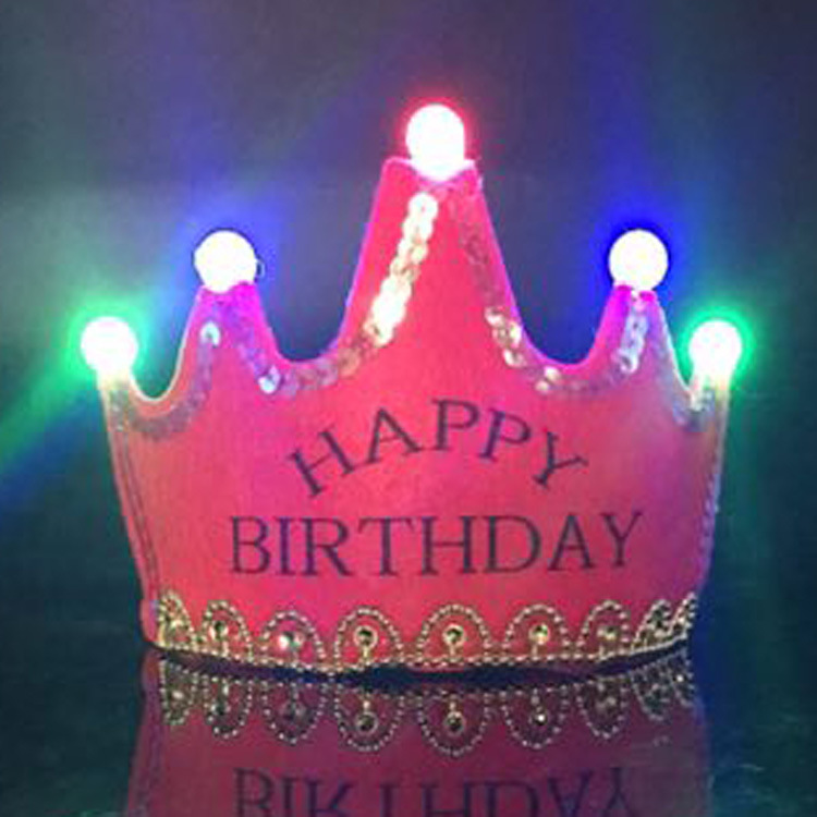 Birthday Party Decoration Led Luminous Crown Hat Baby Full-Year Hundred Days Layout Birthday Hat Children &#039;S Party Supplies