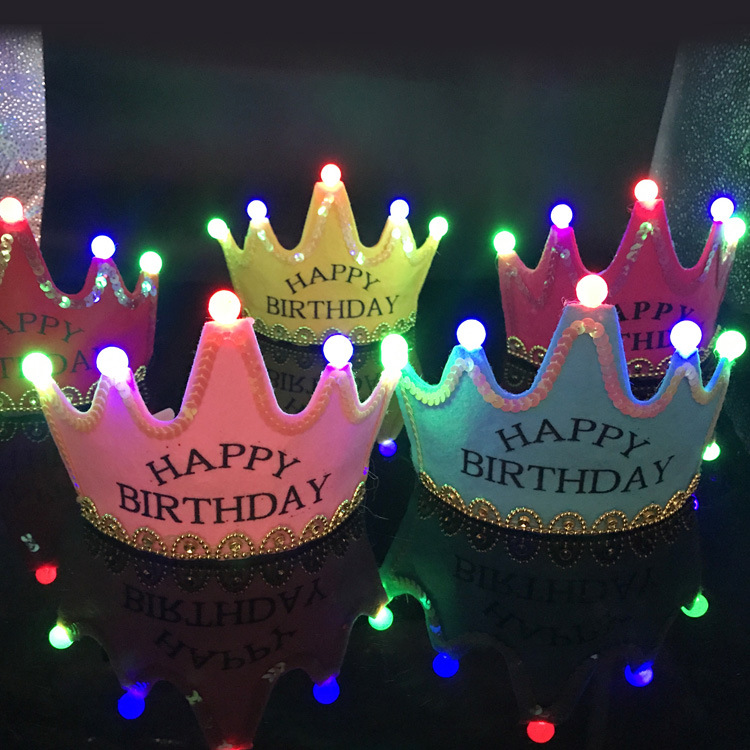 Birthday Party Decoration Led Luminous Crown Hat Baby Full-Year Hundred Days Layout Birthday Hat Children 'S Party Supplies