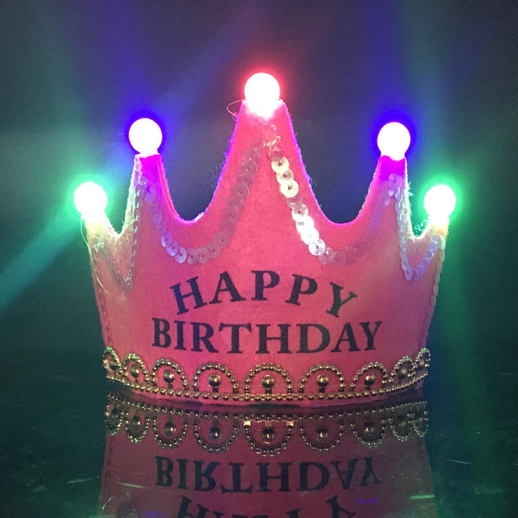 Birthday Party Decoration Led Luminous Crown Hat Baby Full-Year Hundred Days Layout Birthday Hat Children 'S Party Supplies