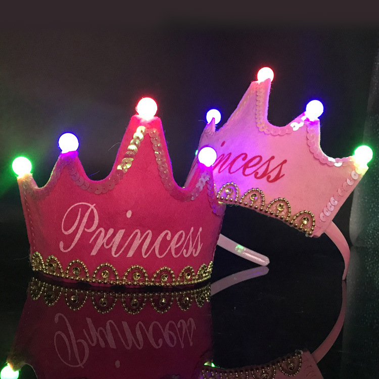 Birthday Party Decoration Led Luminous Crown Hat Baby Full-Year Hundred Days Layout Birthday Hat Children 'S Party Supplies