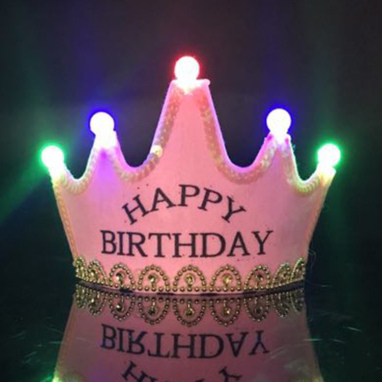 Birthday Party Decoration Led Luminous Crown Hat Baby Full-Year Hundred Days Layout Birthday Hat Children 'S Party Supplies