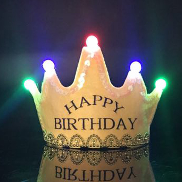 Birthday Party Decoration Led Luminous Crown Hat Baby Full-Year Hundred Days Layout Birthday Hat Children 'S Party Supplies