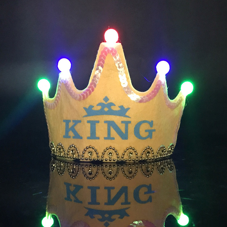 Birthday Party Decoration Led Luminous Crown Hat Baby Full-Year Hundred Days Layout Birthday Hat Children 'S Party Supplies