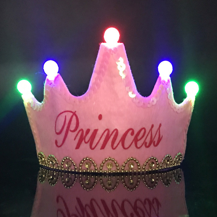Birthday Party Decoration Led Luminous Crown Hat Baby Full-Year Hundred Days Layout Birthday Hat Children 'S Party Supplies