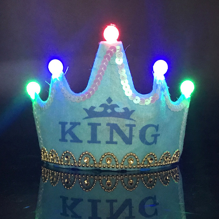 Birthday Party Decoration Led Luminous Crown Hat Baby Full-Year Hundred Days Layout Birthday Hat Children 'S Party Supplies