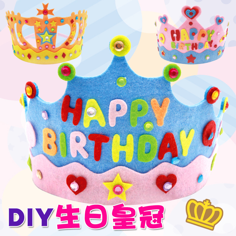 Non-Woven Crown Birthday Hat Kindergarten Educational Party Toys Creative Children Handmade DIY Material Package