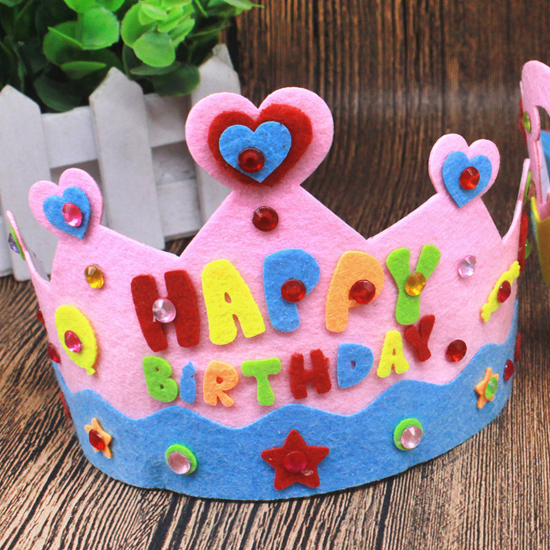 Non-Woven Crown Birthday Hat Kindergarten Educational Party Toys Creative Children Handmade DIY Material Package