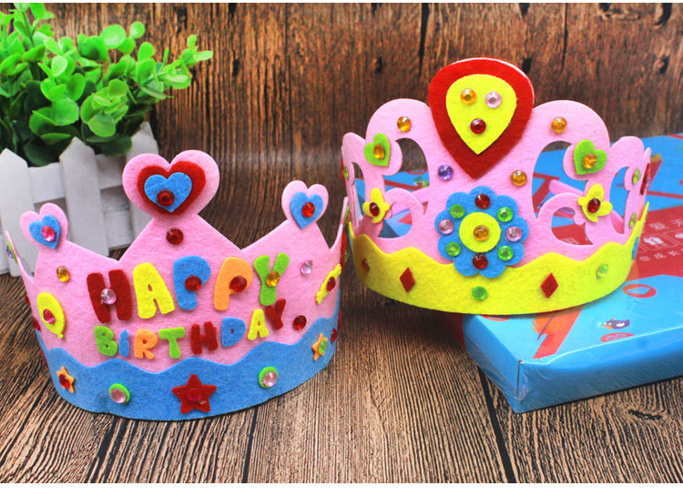 Non-Woven Crown Birthday Hat Kindergarten Educational Party Toys Creative Children Handmade DIY Material Package