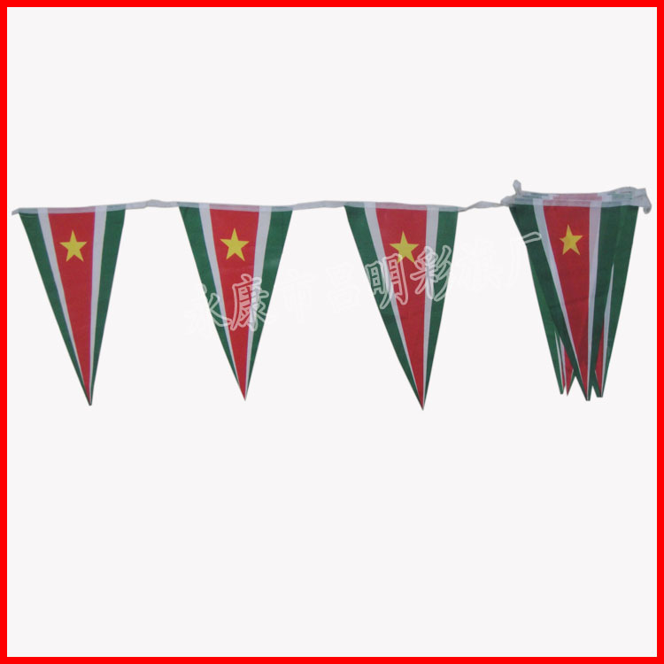 Suriname triangle national flag, spring Asian triangulation flag,20 noodles a string of manufacturers sell the flag.