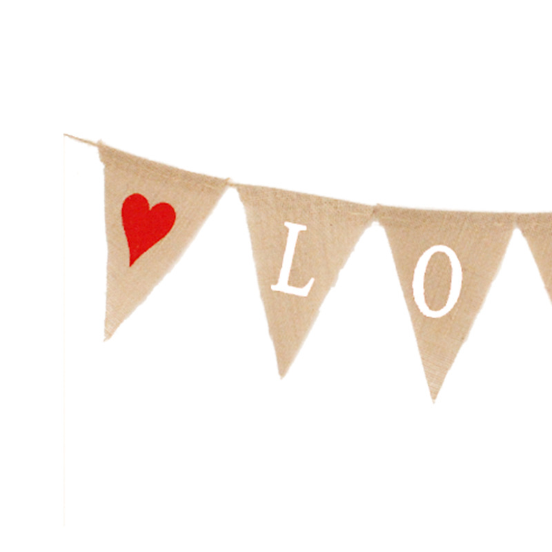 Wedding Party Decoration Garland Marriage Engagement Proposal Valentine's Day Red Heart Love Linen Triangle Hanging Flag Wedding Party Decoration Garland Marriage Engagement Proposal Valentine's Day Red Heart Love Linen Triangle Hanging Flag