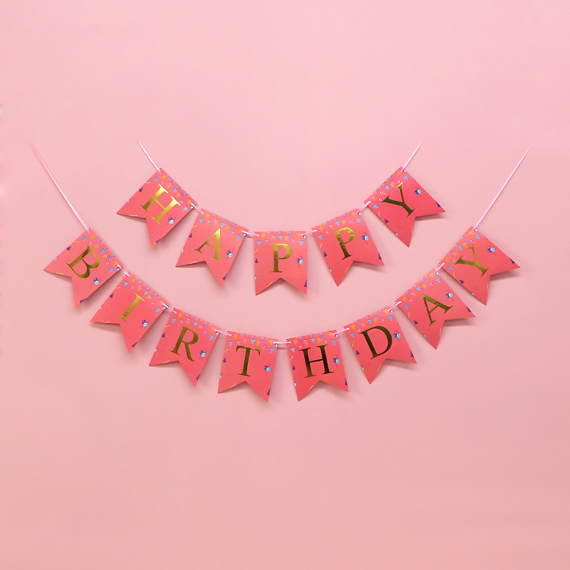 Birthday Party on-Site Decoration Arrangement Supplies Party Decoration Triangle Flag Pull Flag Bunting Banner Pull Strip
