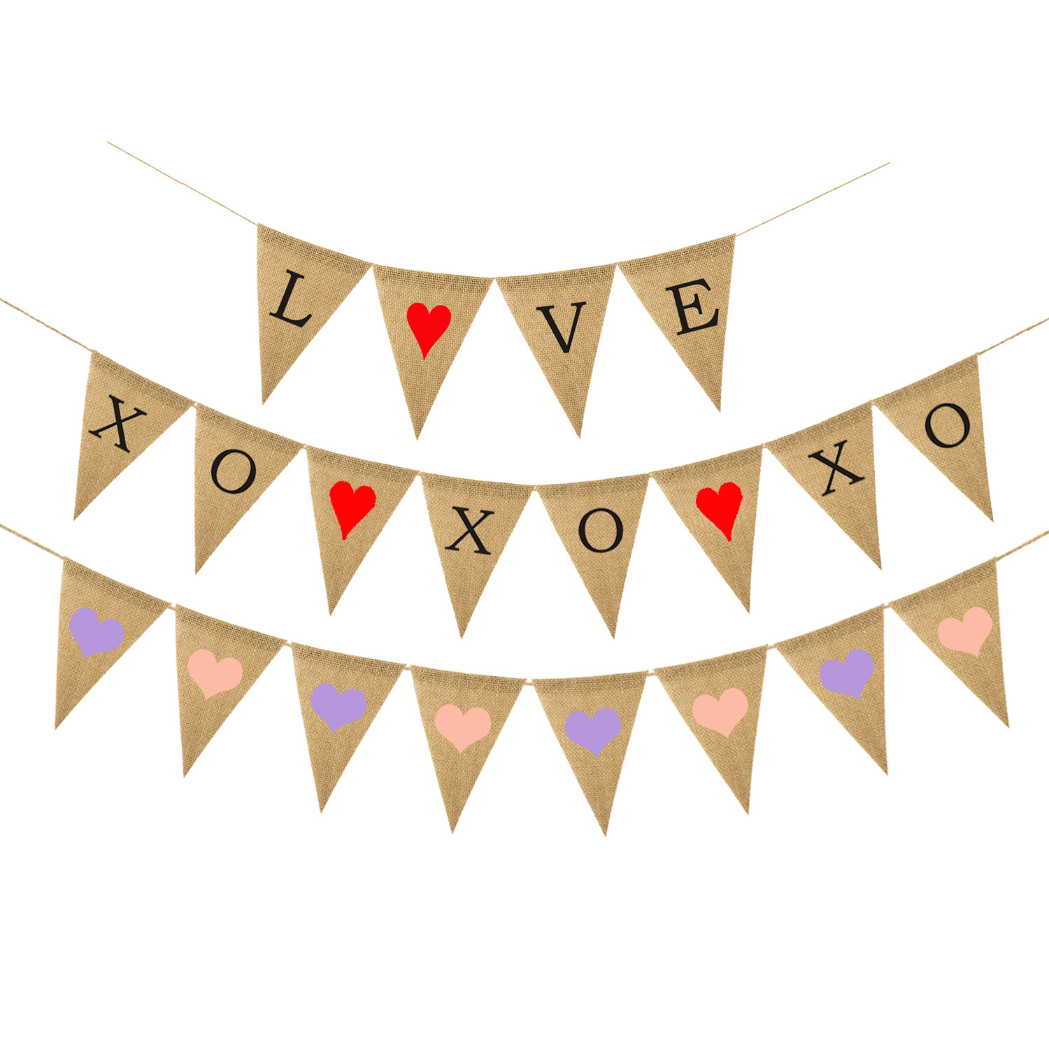 Wholesale Proposal Engagement Valentine's Day Party Decoration Garland Xo Xo Xo Love Linen Triangle Hanging Flag Wholesale Proposal Engagement Valentine's Day Party Decoration Garland Xo Xo Xo Love Linen Triangle Hanging Flag
