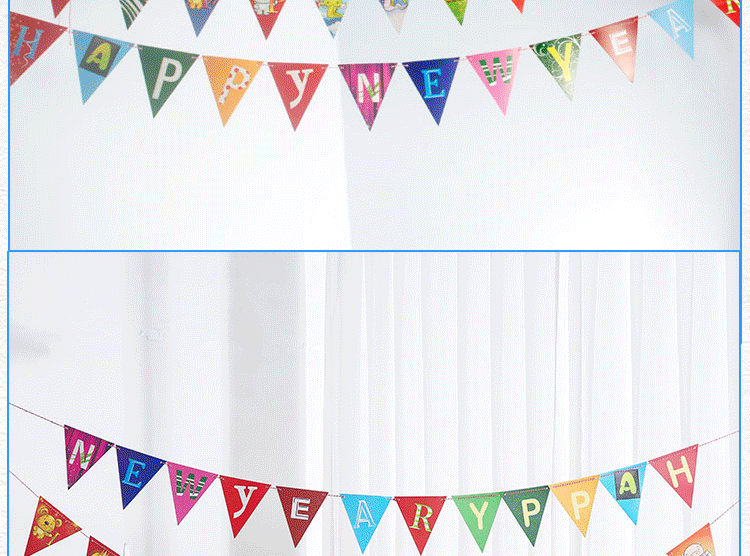 New Happy New Year Triangle Pull Flag Happy New Year Holiday Decoration Pull Flag Zodiac Banner Pull Flower New Happy New Year Triangle Pull Flag Happy New Year Holiday Decoration Pull Flag Zodiac Banner Pull Flower