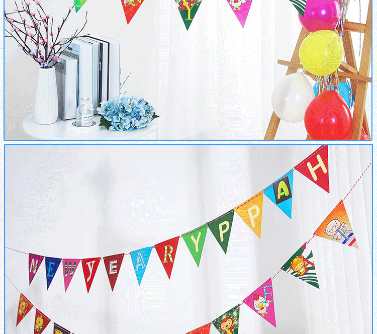 New Happy New Year Triangle Pull Flag Happy New Year Holiday Decoration Pull Flag Zodiac Banner Pull Flower New Happy New Year Triangle Pull Flag Happy New Year Holiday Decoration Pull Flag Zodiac Banner Pull Flower