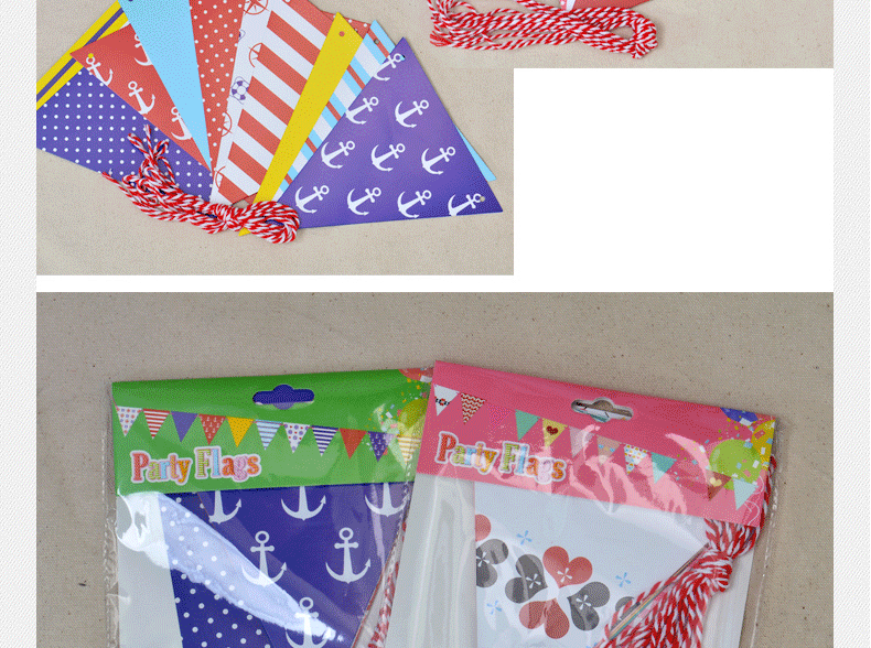 Navy Wind and Love Series Small Anchor Holiday Party Decoration Supplies Birthday Garland Colorful Triangle Hanging Flag