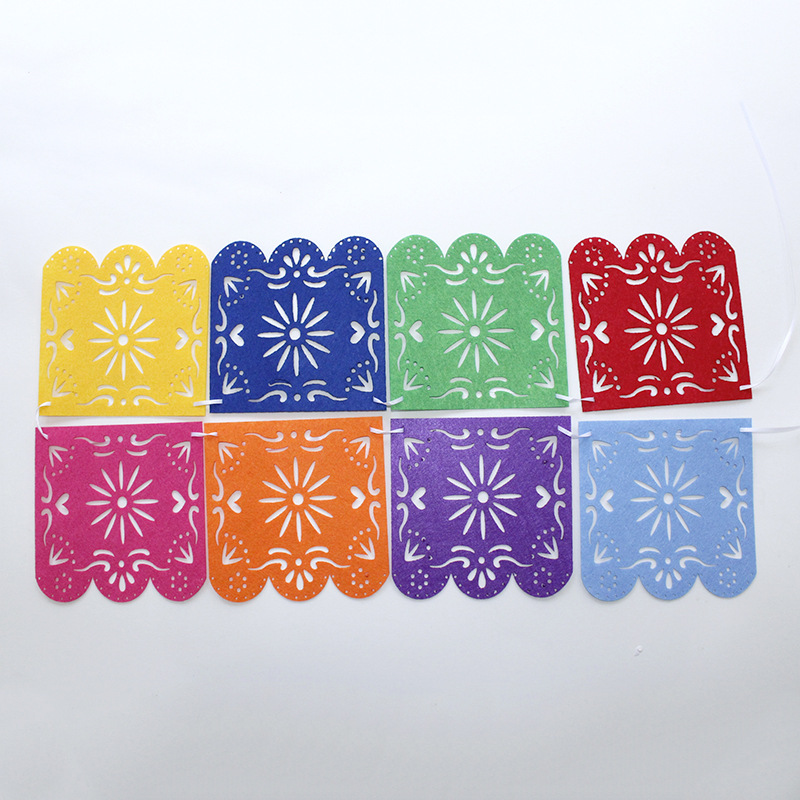 Factory Direct Sales Colorful Triangle Square Hollow out Garland Pinata Pinata Theme Carnival Party Pull Flag