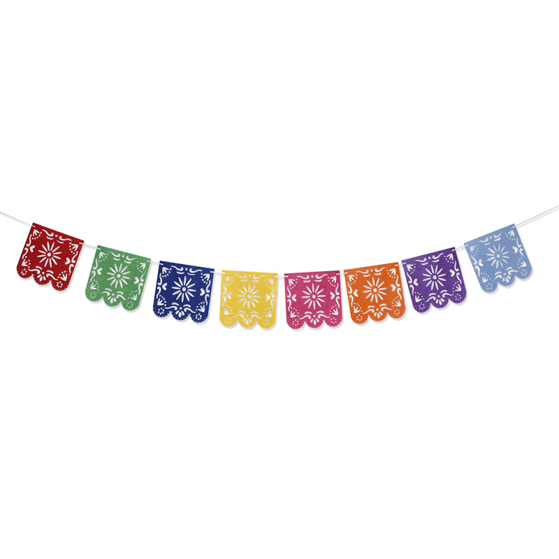 Factory Direct Sales Colorful Triangle Square Hollow out Garland Pinata Pinata Theme Carnival Party Pull Flag
