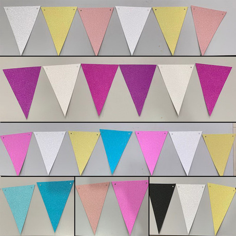 Golden onion flash pink paper triangle pull flag birthday wedding party custom flags festival scene layout banner