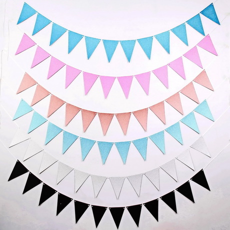 Golden onion flash pink paper triangle pull flag birthday wedding party custom flags festival scene layout banner