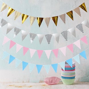 Golden onion flash pink paper triangle pull flag birthday wedding party custom flags festival scene layout banner Golden onion flash pink paper triangle pull flag birthday wedding party custom flags festival scene layout banner